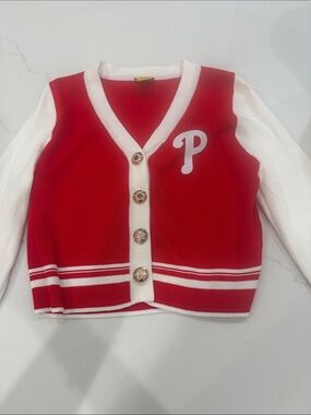 Daisy Red & White Button-Front Cardigan Sweater
